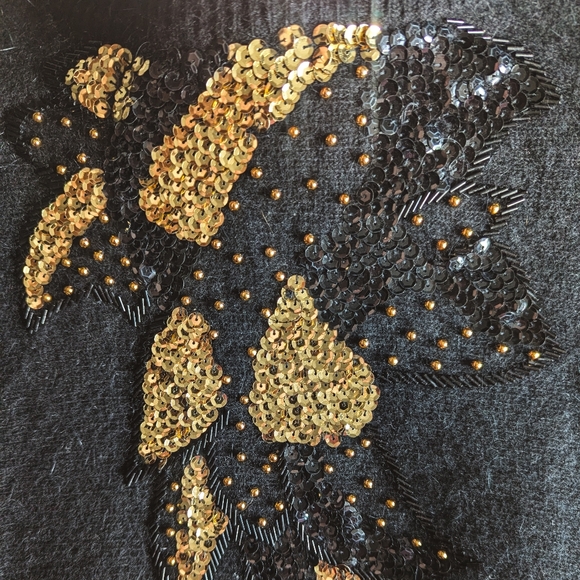 📼Vintage 80s Jane Ashley Black Lamb Wool & Angora Sequined Sweater - Small - Picture 6 of 14